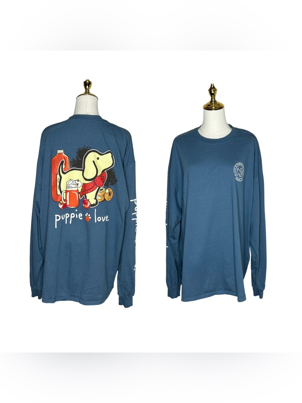 Puppie Love Apple Cider Pup Autumn Long Sleeve Tee Southern Preppy Sz XXL Fall